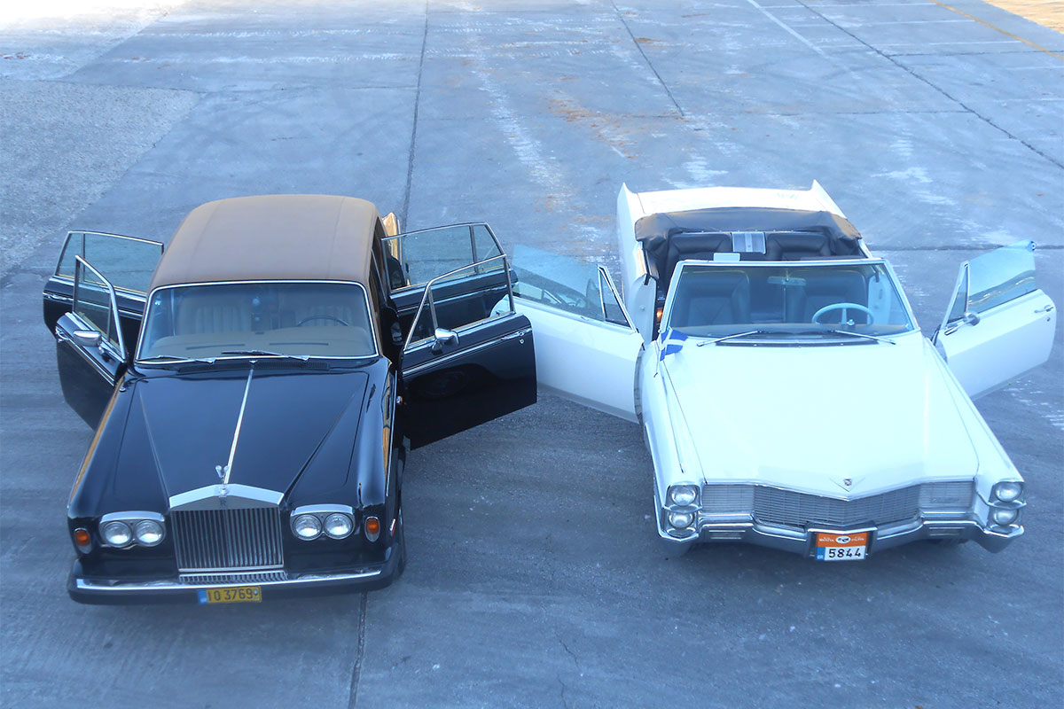 Transportation with an antique car at Sifnos