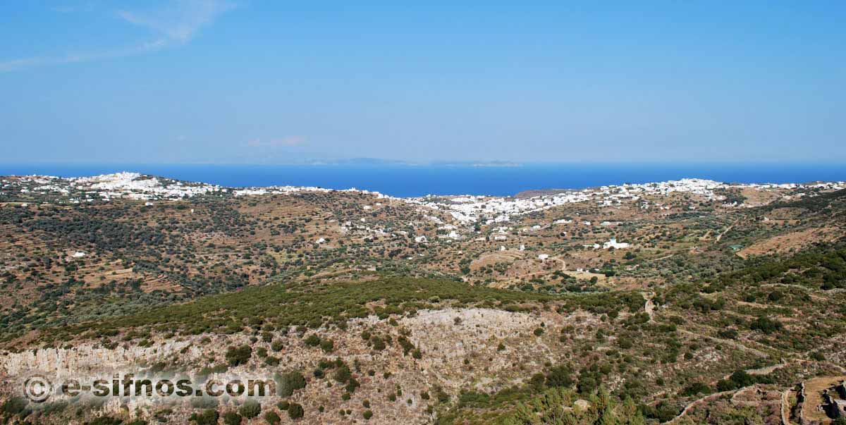 Zentrale Dörfer von Sifnos vom Wanderweg Prophet Elias aus